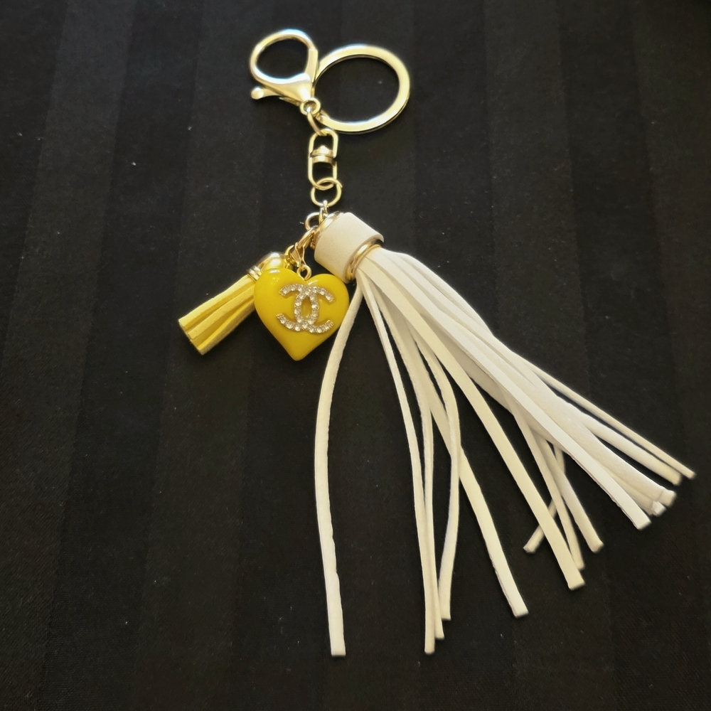 Handmade Custom One-of-a-Kind upcycled Chanel Charm Keychain. - Picture 6 of 10